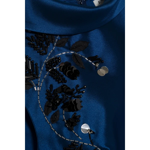 Renza Embellished Mini Dress in Ink - Image 6