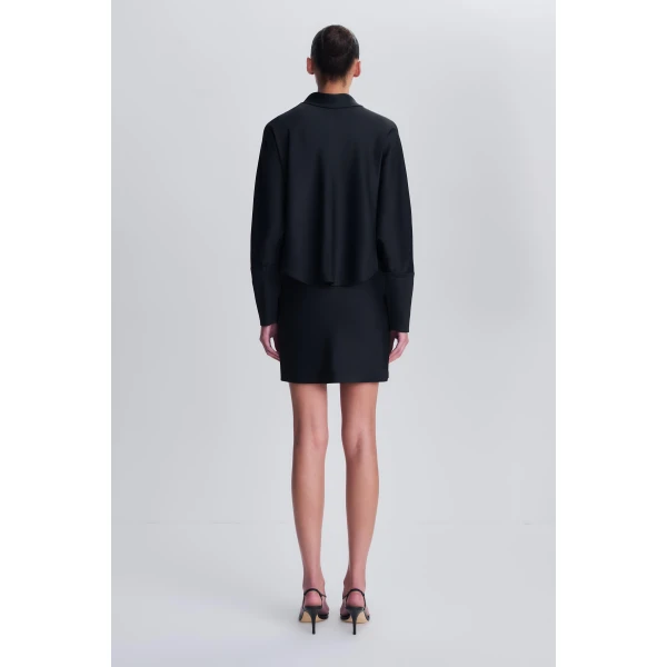 Rianna Satin Mini Dress in Black - Image 5
