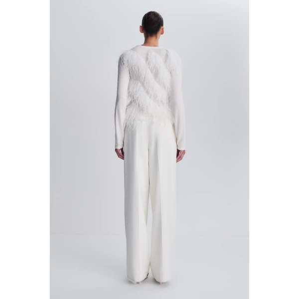 Rielle Feather Cardigan in Ivory - Image 5