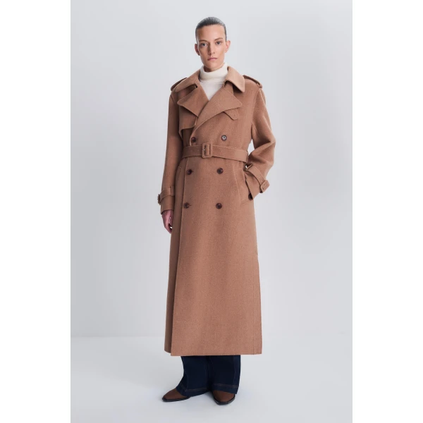 Rumi Belted Wool Coat in Camel - Image 5