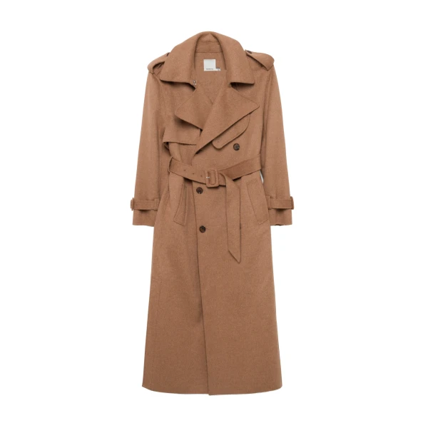SIMKHAI Rumi Belted Wool Coat in Camel