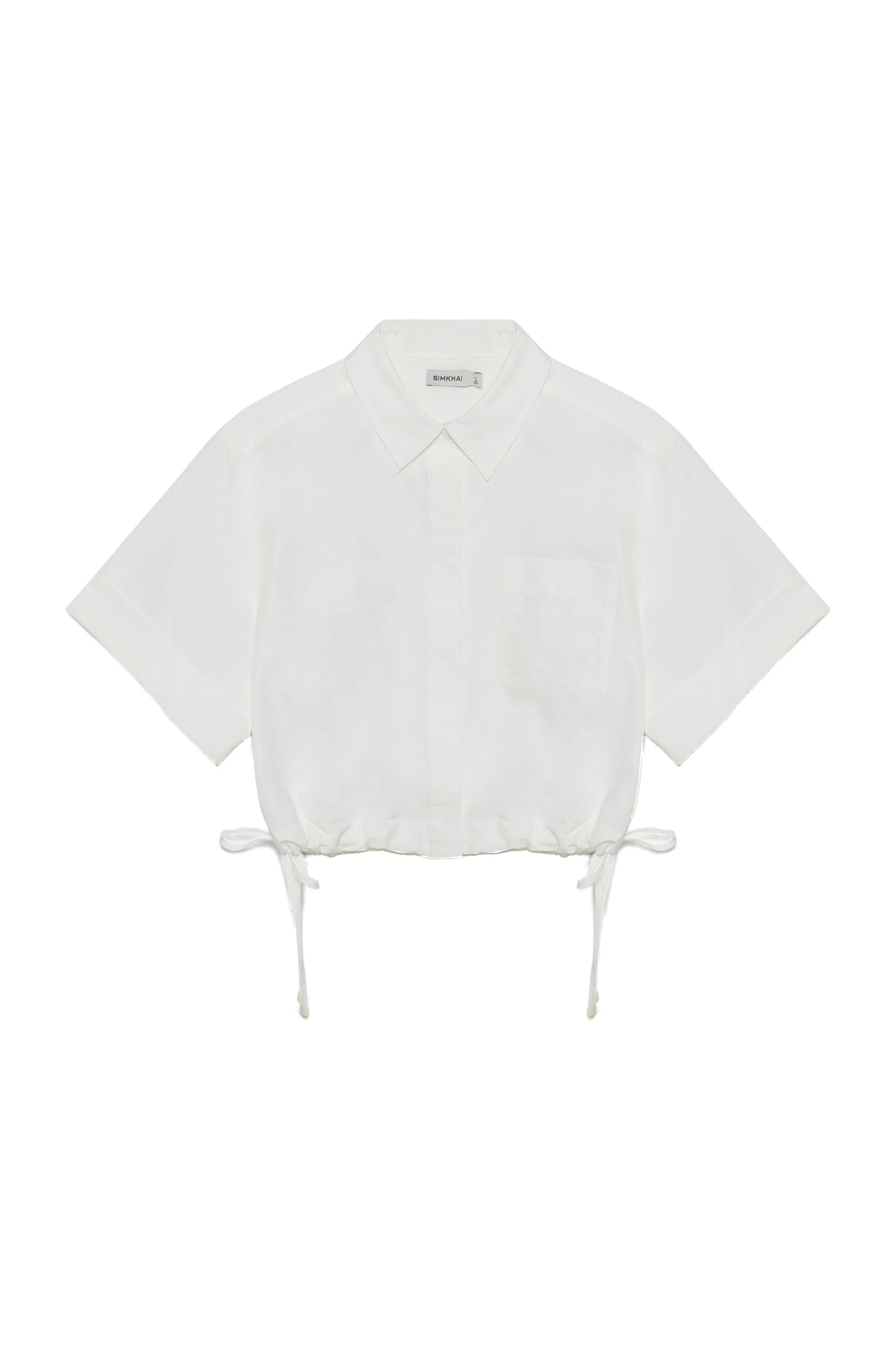 SIMKHAI Ryett Cropped Shirt in White SIMKHAI Ryett Cropped Shirt in White
