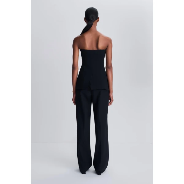 Sabela Satin Crepe Wide Leg Pant in Black - Image 5