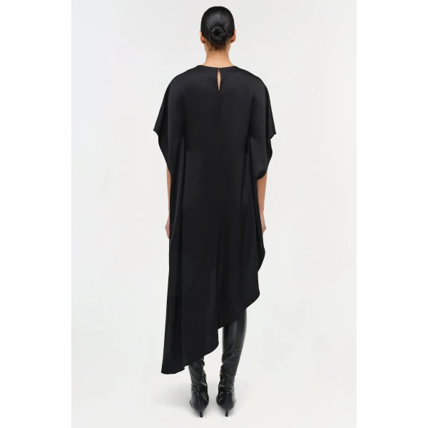 Sadia Satin Mini Cape Dress in Black - Image 6