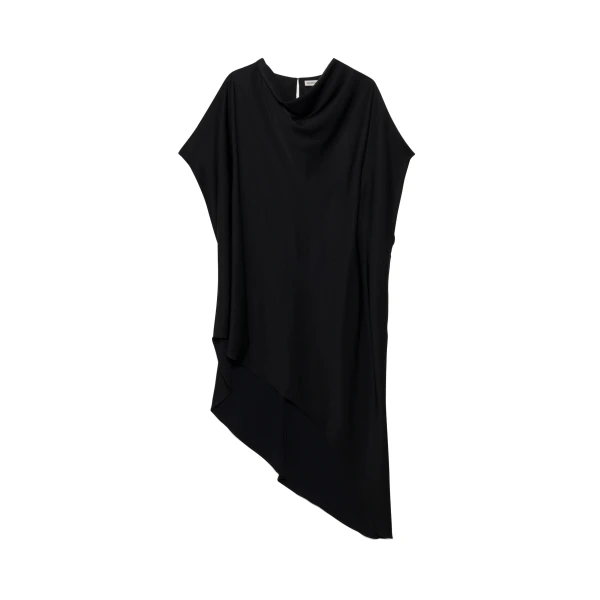 Sadia Satin Mini Cape Dress in Black