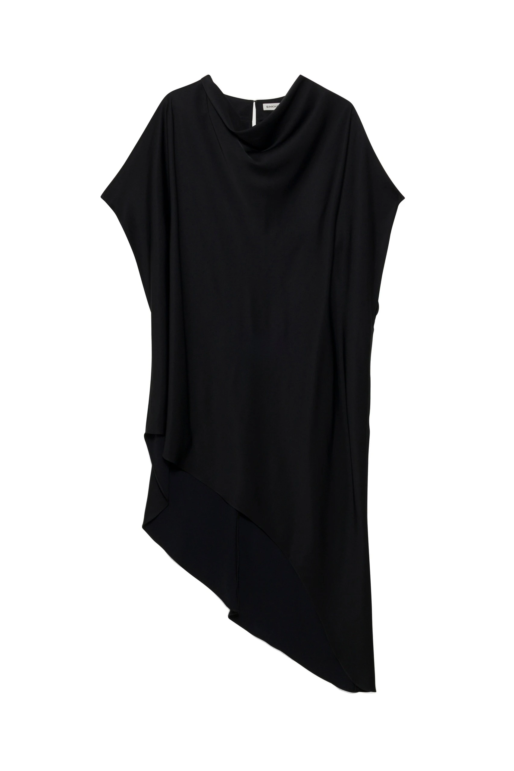 SIMKHAI Sadia Satin Mini Cape Dress in Black SIMKHAI Sadia Satin Mini Cape Dress in Black
