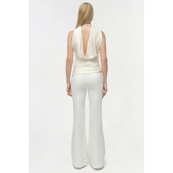 Samira Satin Cape Top in Ivory - Image 5