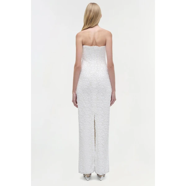 Savia Strapless Embellished Gown in Ivory - Image 5