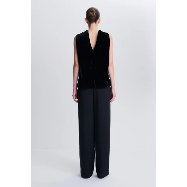 Scarlett Draped Velvet Cape Top in Black - Image 5