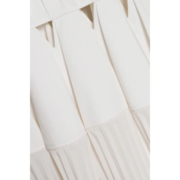 Selene Pleated Cotton Gown in White - Image 6