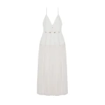 SIMKHAI Selene Pleated Cotton Gown in White