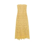 SIMKHAI Sera Floral Raffia Bustier Midi Dress in Golden Haze