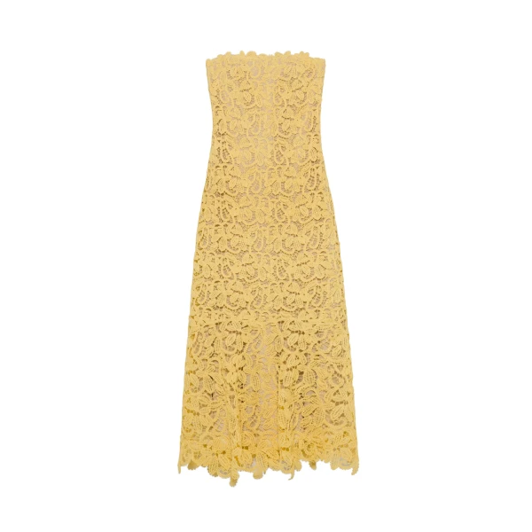 Sera Floral Raffia Bustier Midi Dress in Golden Haze