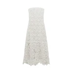 SIMKHAI Sera Floral Raffia Bustier Midi Dress in Ivory