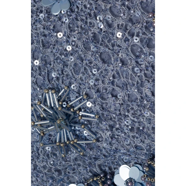Serafina Strapless Embellished Gown in Dusty Blue - Image 6