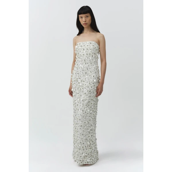 Serafina Strapless Embellished Gown in Ivory - Image 5