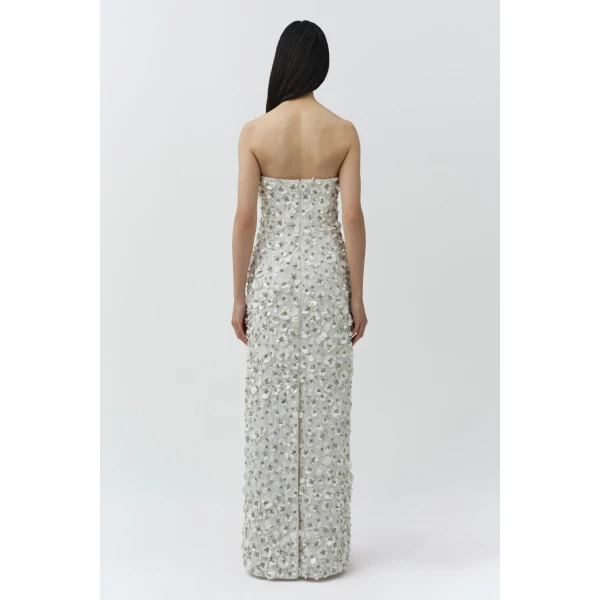 Serafina Strapless Embellished Gown in Ivory - Image 6