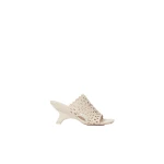 SIMKHAI Shadow Mule Laser Cut Leather Sandal in Cream