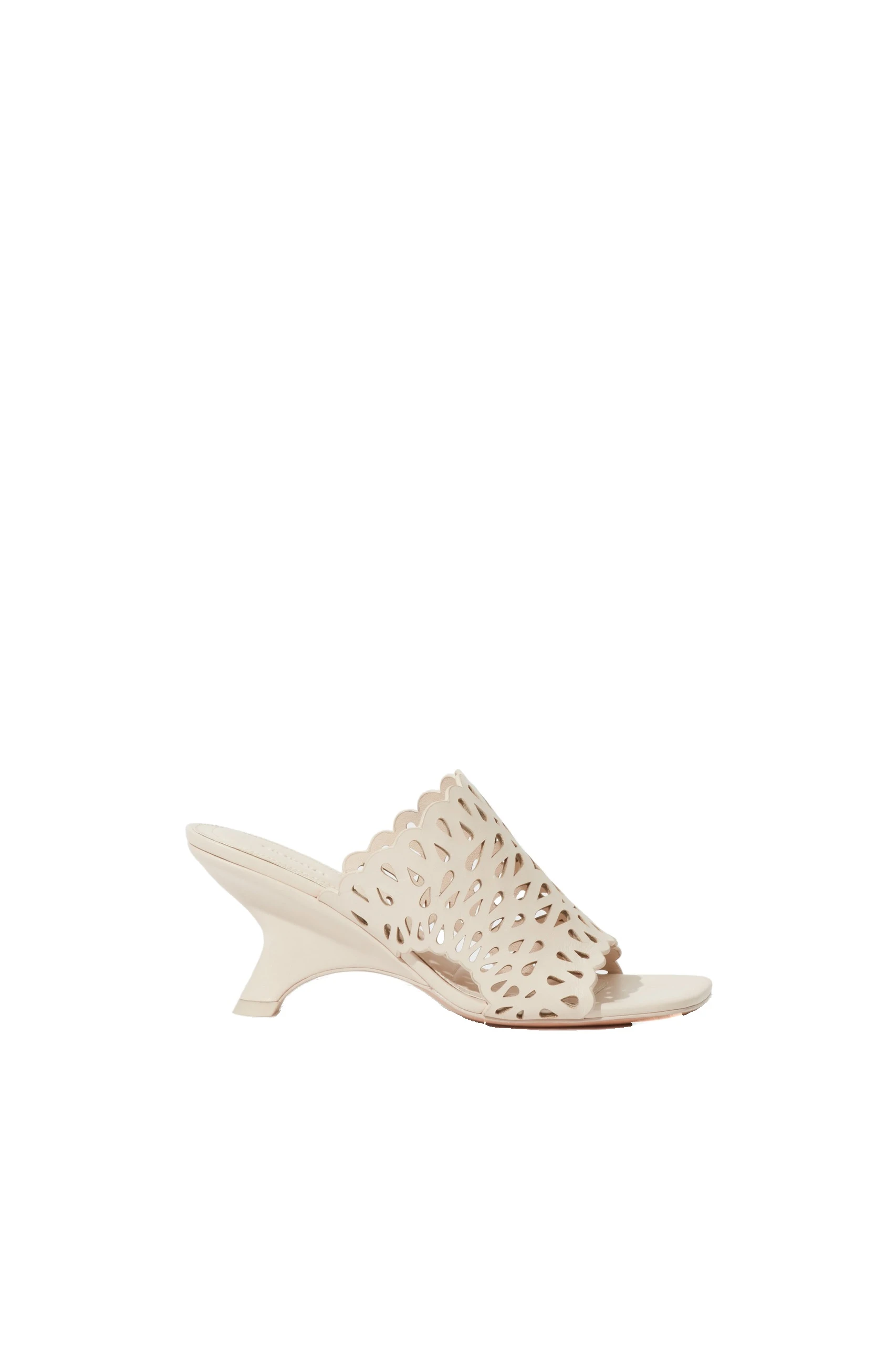 SIMKHAI Shadow Mule Laser Cut Leather Sandal in Cream SIMKHAI Shadow Mule Laser Cut Leather Sandal in Cream
