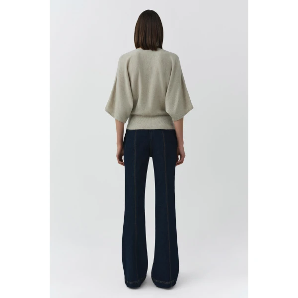 Shai Cashmere Dolman Boxy Tee in Stone - Image 5