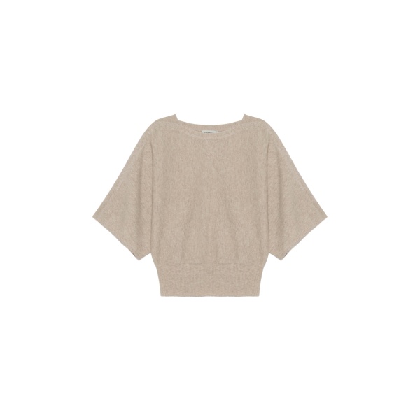 SIMKHAI Shai Cashmere Dolman Boxy Tee in Stone