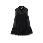 SIMKHAI Shirya Featherlike Organza Mini Dress in Black