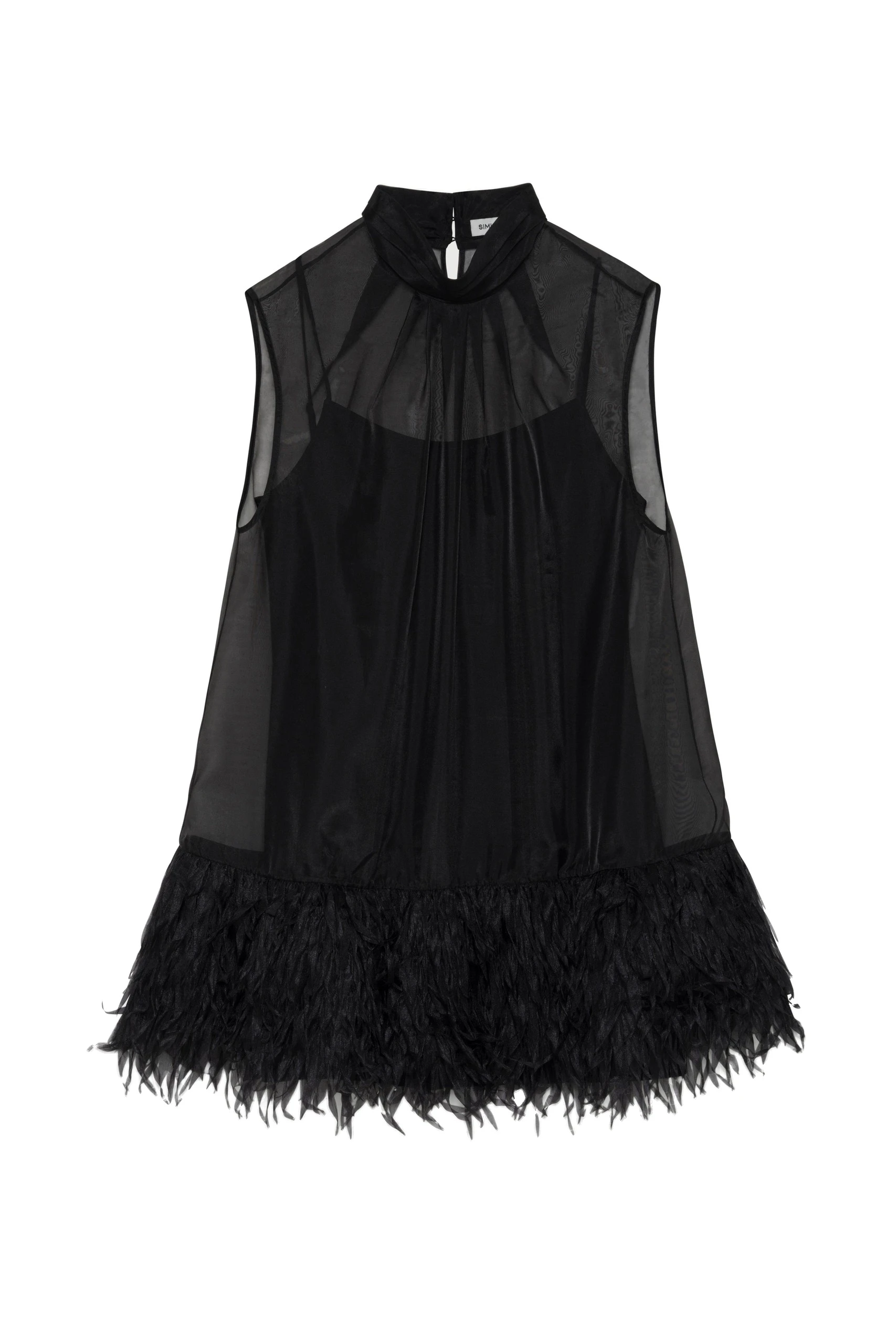 SIMKHAI Shirya Featherlike Organza Mini Dress in Black SIMKHAI Shirya Featherlike Organza Mini Dress in Black