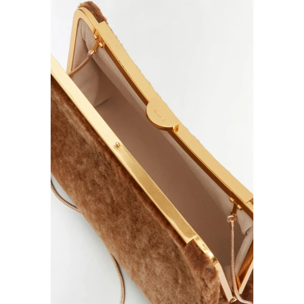 Solange Shearling Clutch in Caramel - Image 5