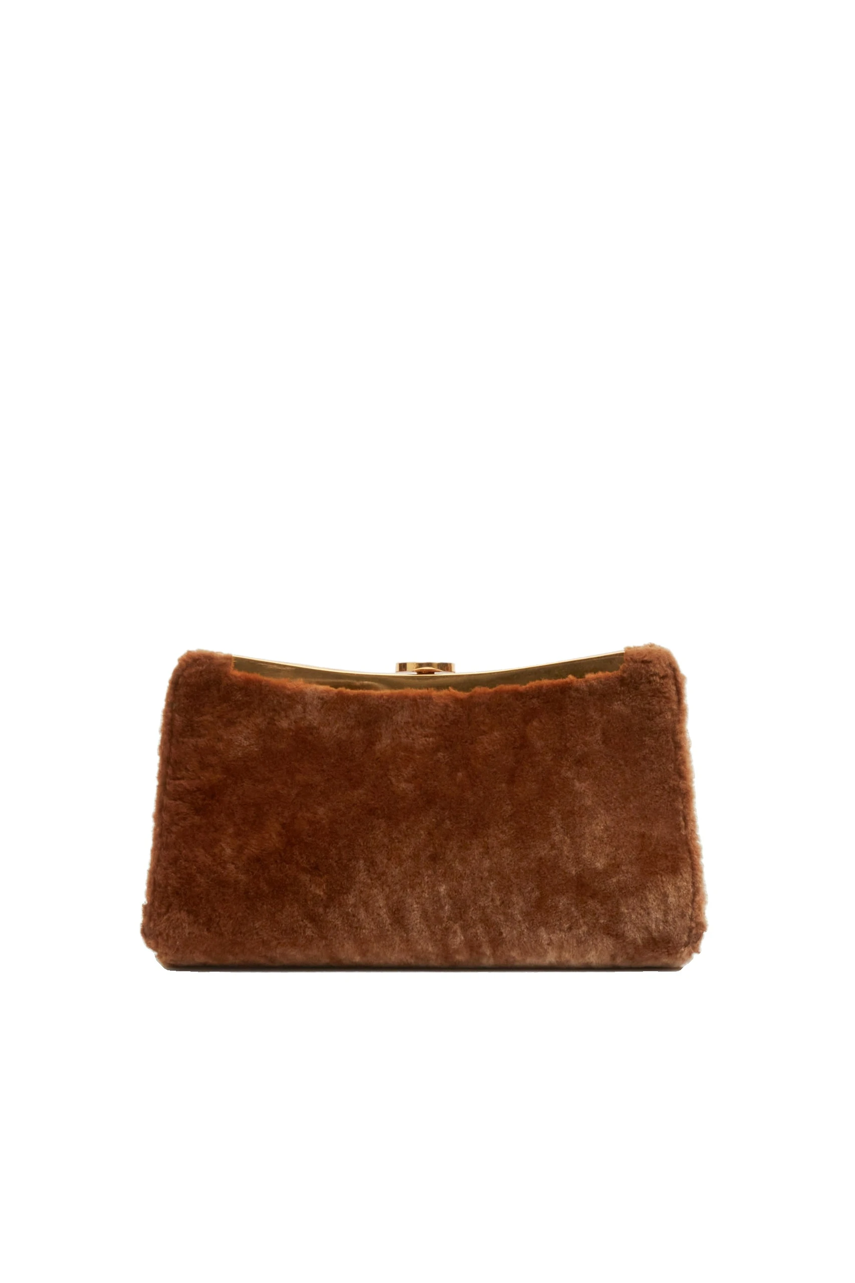 SIMKHAI Solange Shearling Clutch in Caramel SIMKHAI Solange Shearling Clutch in Caramel