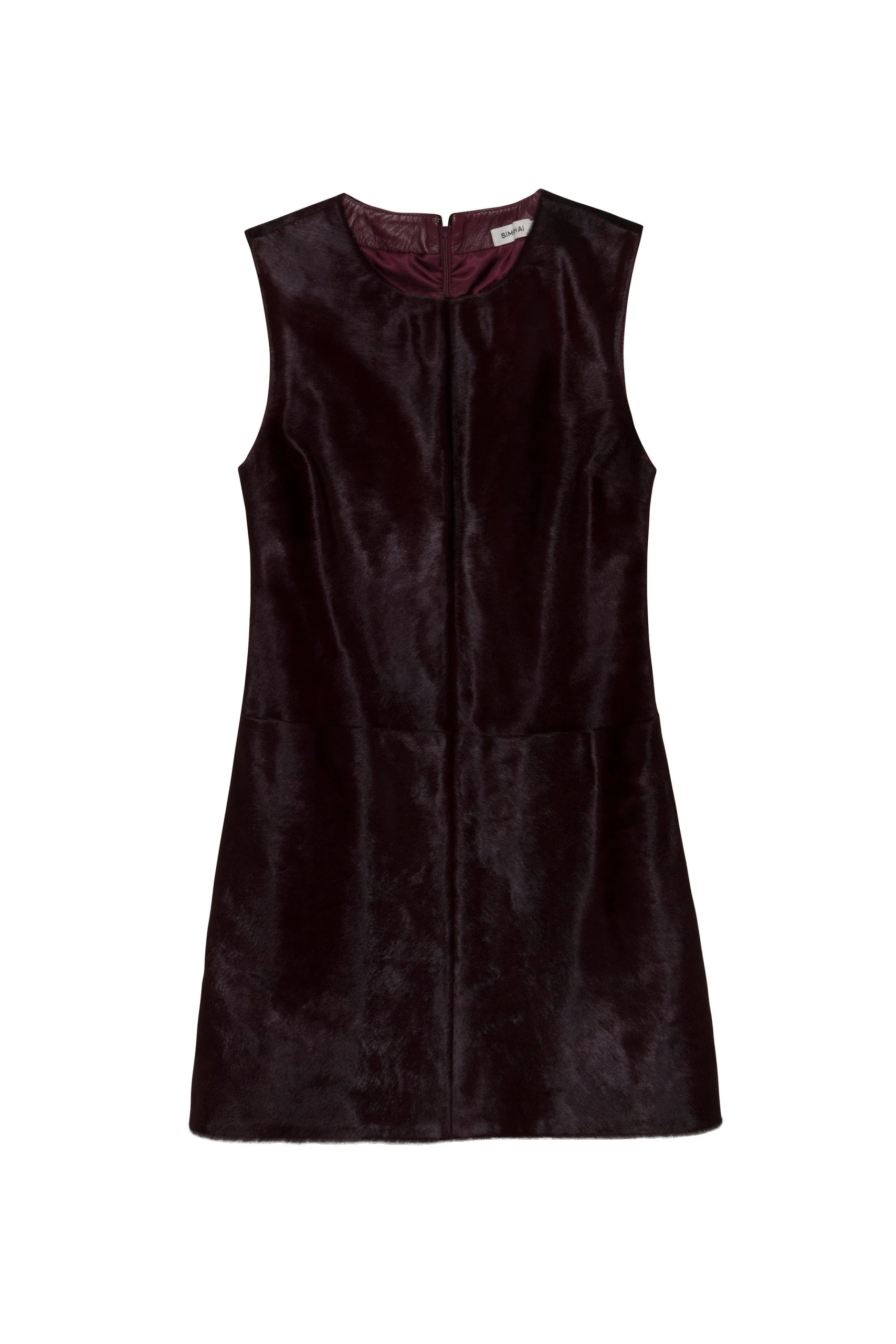 SIMKHAI Sonoma Calf Hair Mini Dress in Fig SIMKHAI Sonoma Calf Hair Mini Dress in Fig