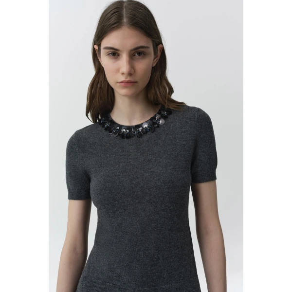 Sophie Knit Top in Charcoal Dusty Blue - Image 5