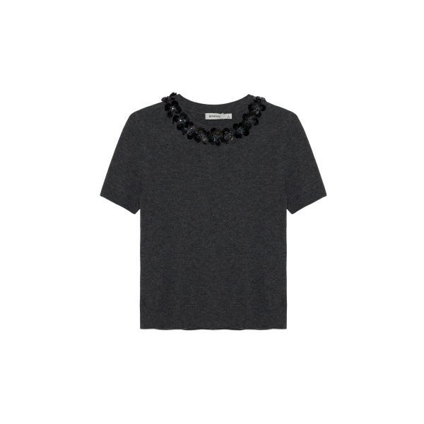 SIMKHAI Sophie Knit Top in Charcoal Dusty Blue