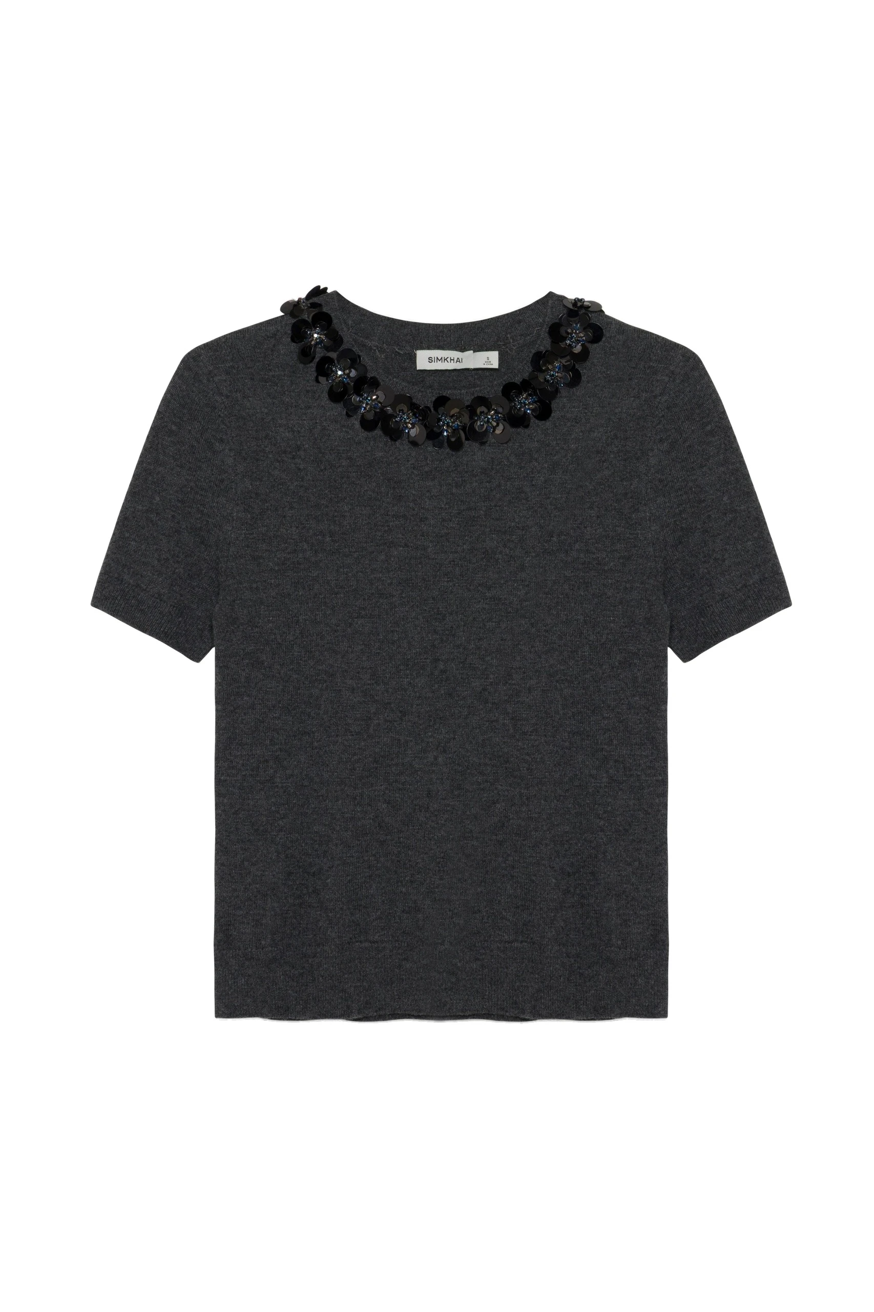 SIMKHAI Sophie Knit Top in Charcoal Dusty Blue SIMKHAI Sophie Knit Top in Charcoal Dusty Blue
