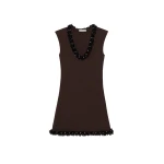 SIMKHAI Suki Compact Knit Mini Dress in Chocolate Black