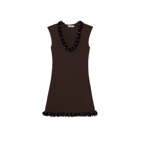 SIMKHAI Suki Compact Knit Mini Dress in Chocolate Black