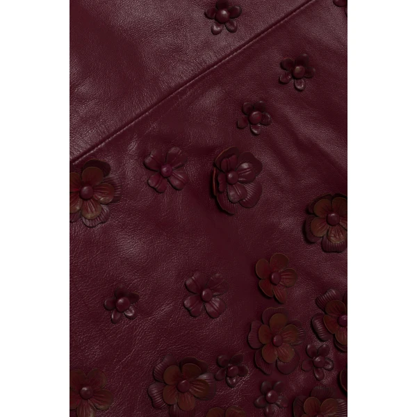 Talen Floral Leather Mini Dress in Fig - Image 6