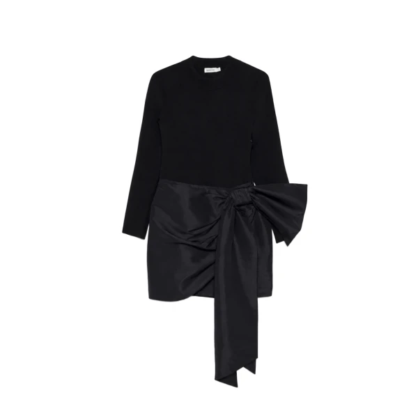 SIMKHAI Tedda Taffeta Knit Mini Dress in Black