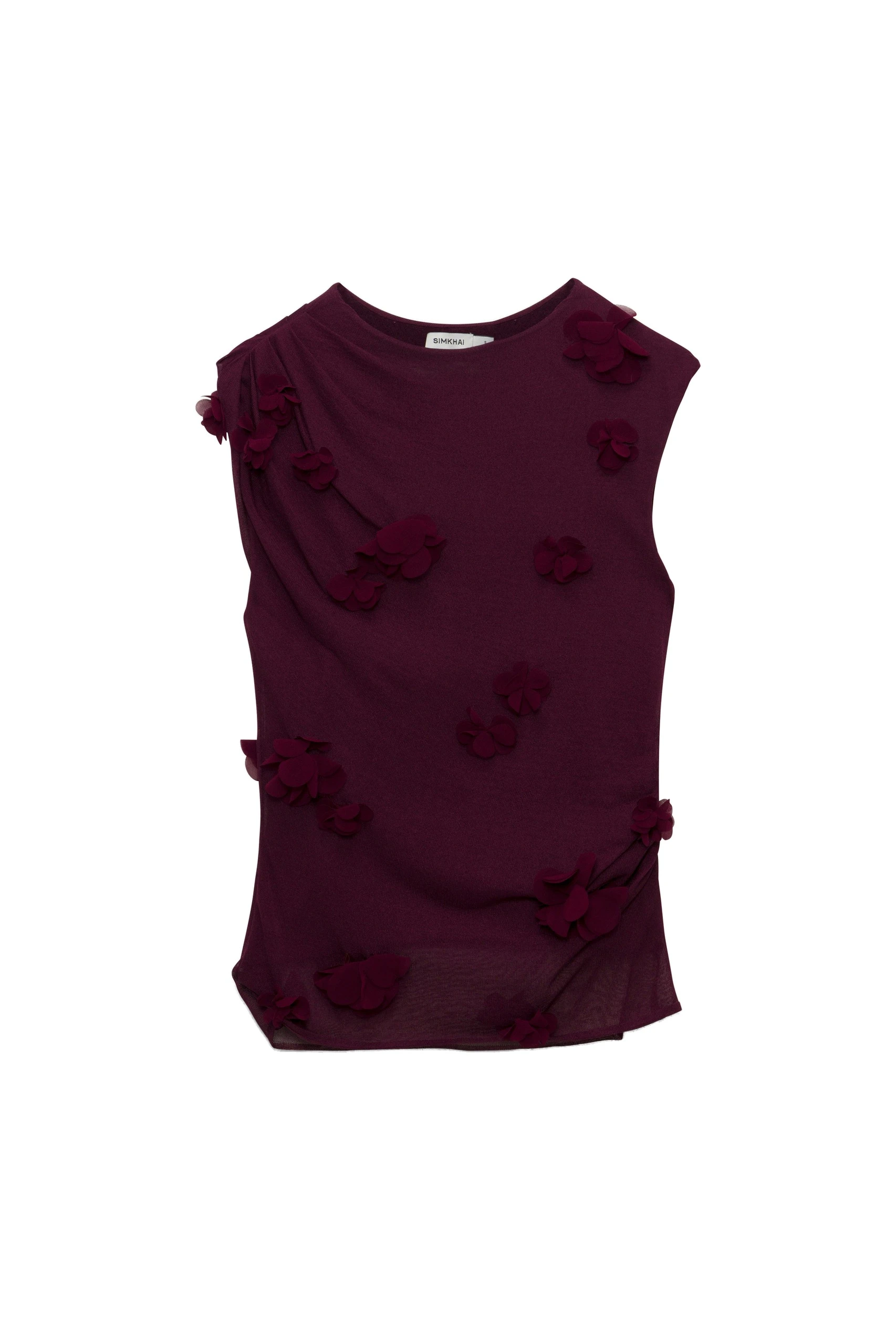 SIMKHAI Tessa Floral Applique Top in Fig SIMKHAI Tessa Floral Applique Top in Fig