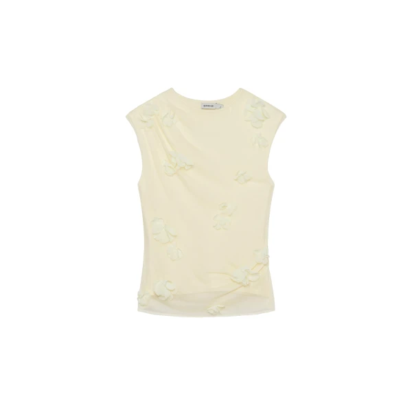 Tessa Floral Applique Top in Yolk