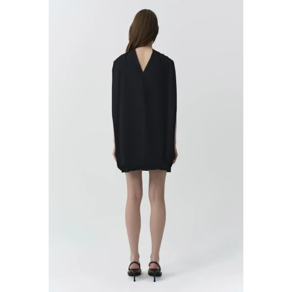 Toni Satin Mini Dress in Black - Image 6