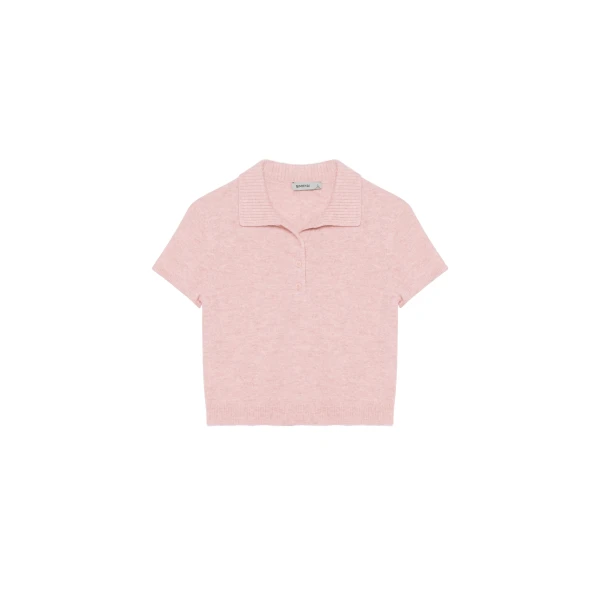 Twila Cashmere Polo in Bubblegum