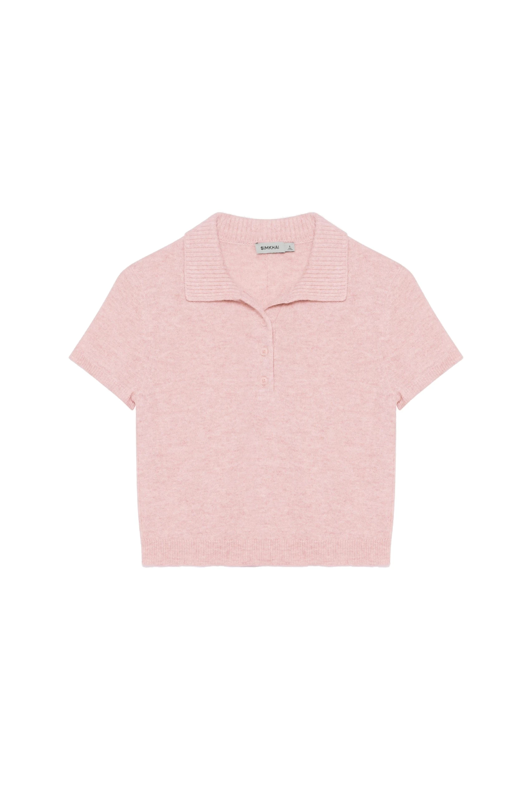 SIMKHAI Twila Cashmere Polo in Bubblegum SIMKHAI Twila Cashmere Polo in Bubblegum