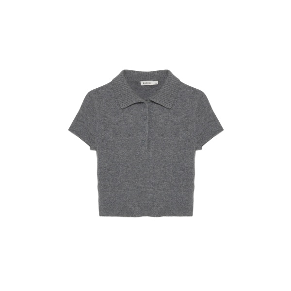 SIMKHAI Twila Cashmere Polo in Heather Grey