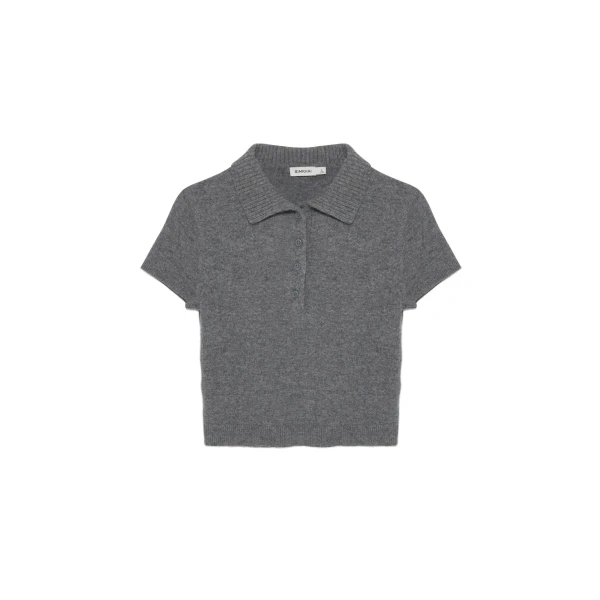 Twila Cashmere Polo in Heather Grey