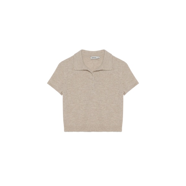 SIMKHAI Twila Cashmere Polo in Stone