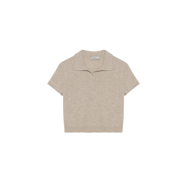SIMKHAI Twila Cashmere Polo in Stone