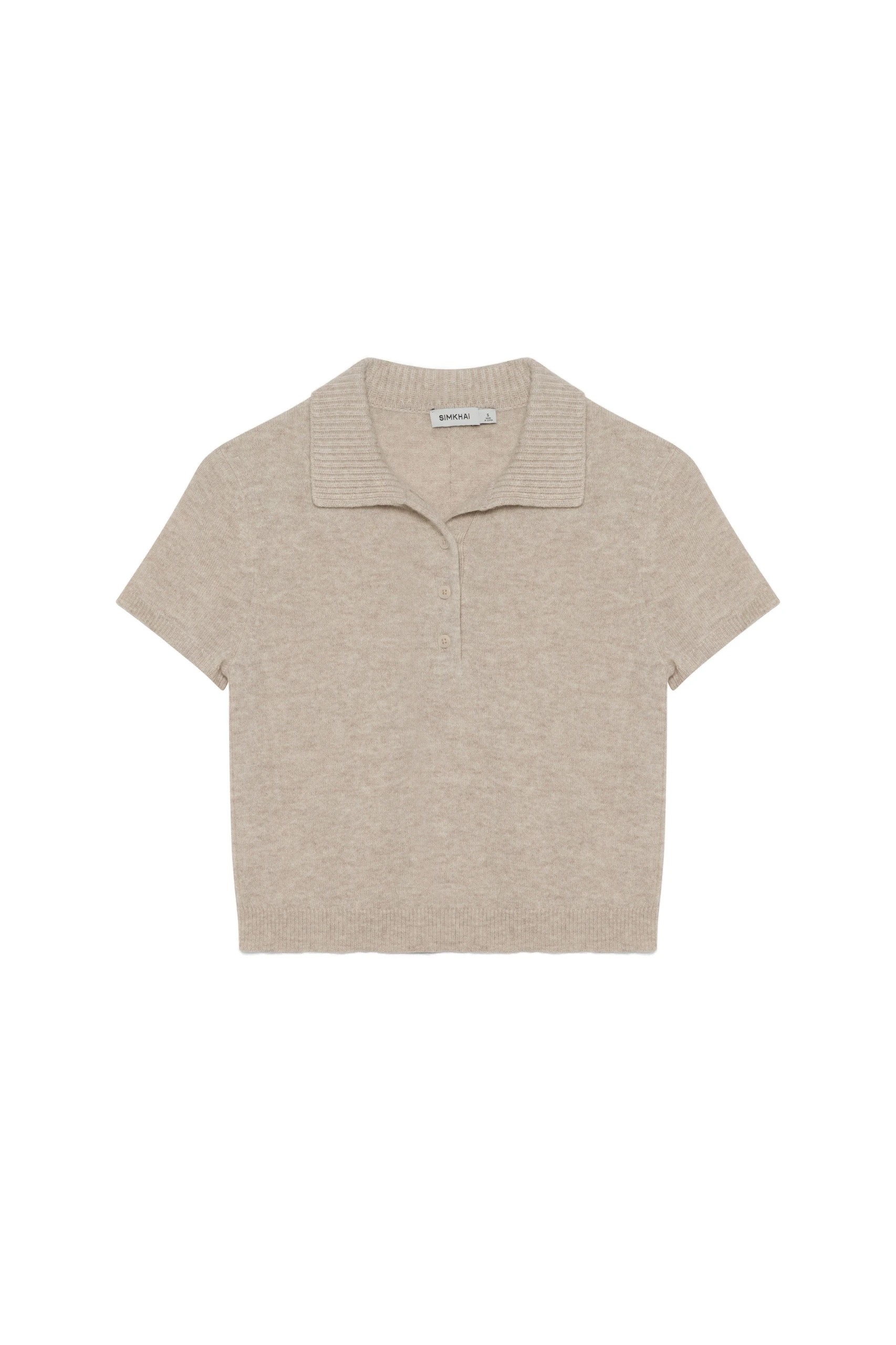 SIMKHAI Twila Cashmere Polo in Stone SIMKHAI Twila Cashmere Polo in Stone