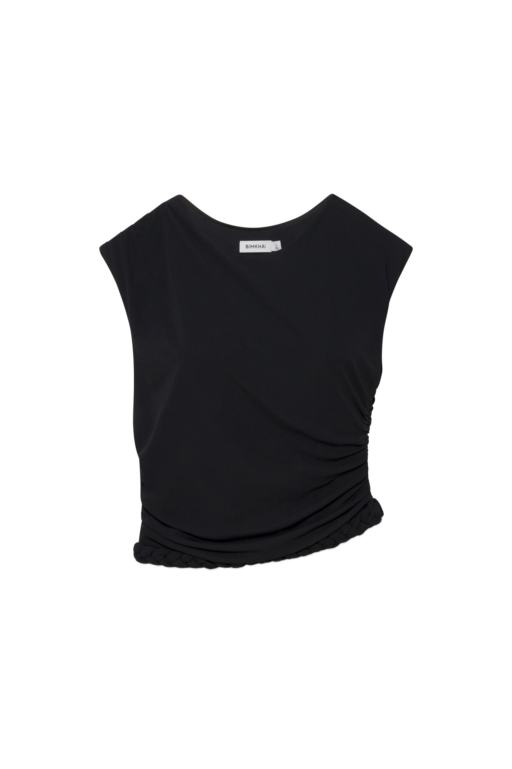 SIMKHAI Valen Draped Jersey Top in Black SIMKHAI Valen Draped Jersey Top in Black