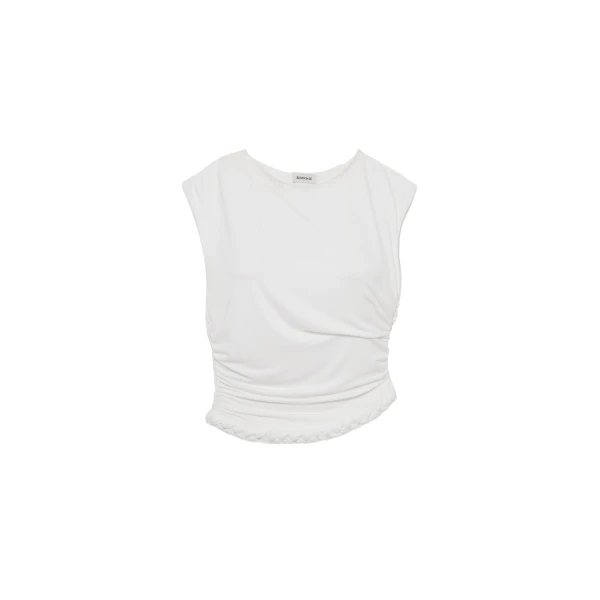 Valen Draped Jersey Top in Ivory