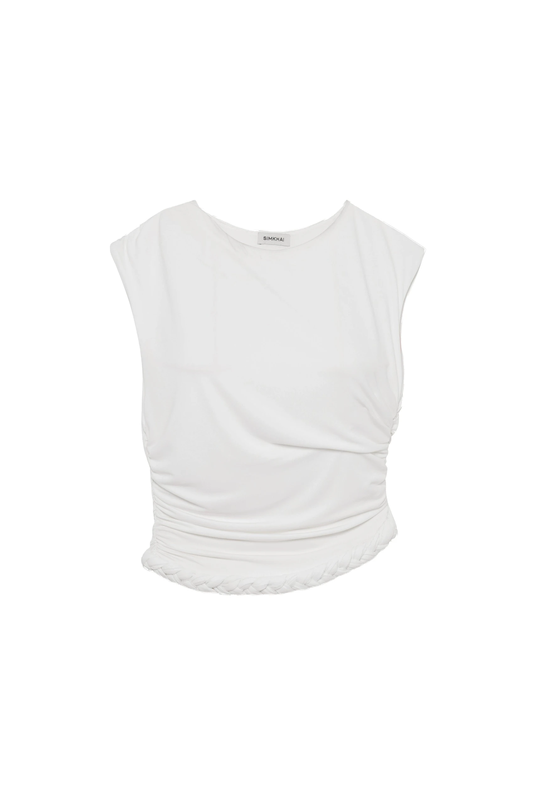 SIMKHAI Valen Draped Jersey Top in Ivory SIMKHAI Valen Draped Jersey Top in Ivory